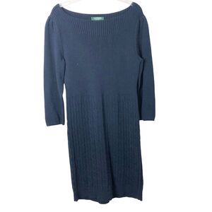Lauren Ralph Lauren NWT Women's Haddon Hall Boatneck Navy Blue Sweater Dress XL